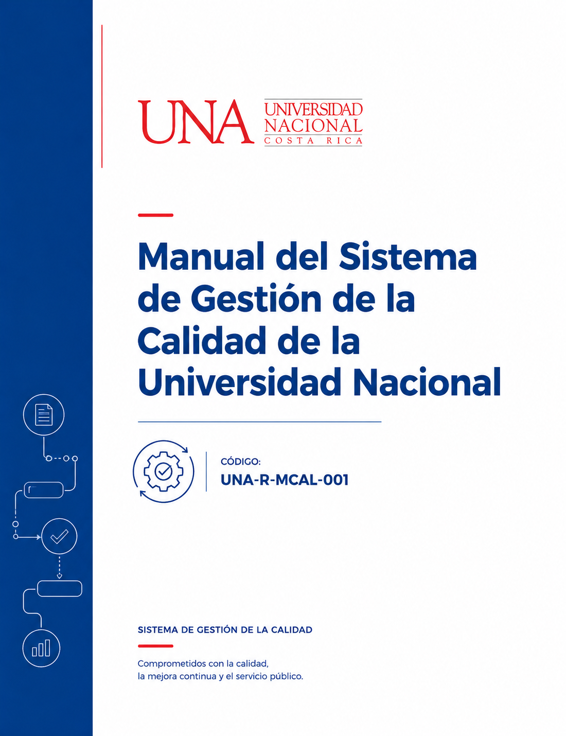 Portada del Manual del Sistema de Gestión de la Calidad de la Universidad Nacional