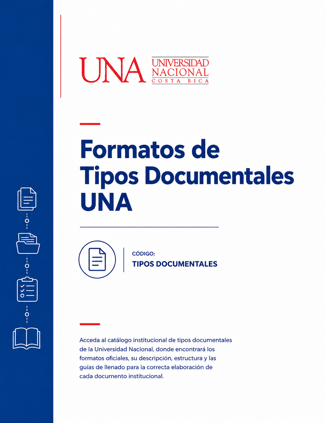 Portada de Formatos de Tipos Documentales UNA
